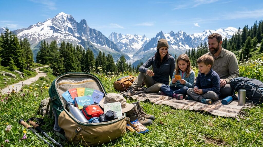 Professional stock photo, 16:9 format: A backpack open on gr