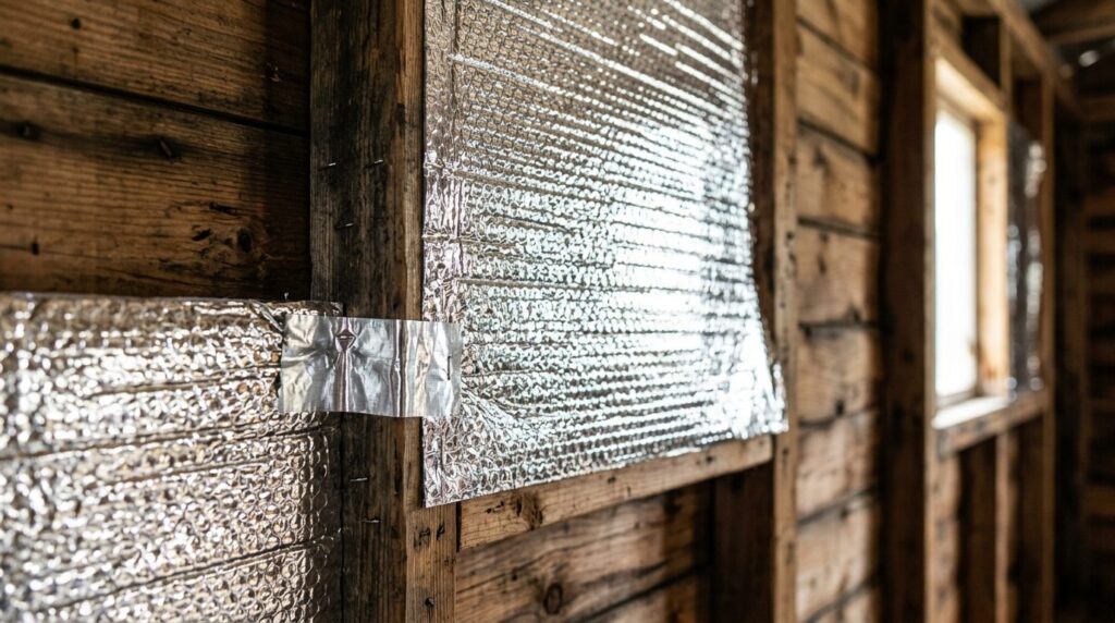 Close-up detail shot of reflective thermal insulation foil m