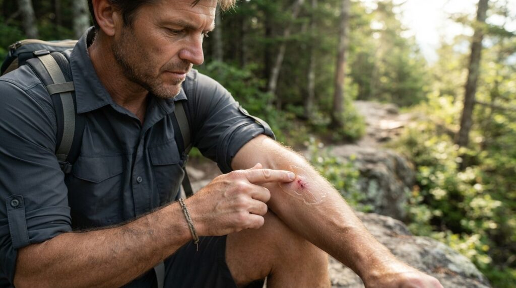 Photorealistic stock image, 16:9 format, active male outdoor